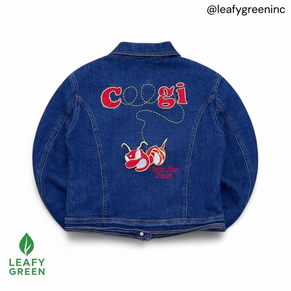 VTG 90s Coogi Denim Jacket Womens us sz L Fits S Embroidered Bee Streetwear